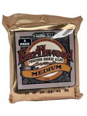 Ernie Ball 2144 Earthwood Phosphor Bronze Medium Acoustic Guitar Strings 3-Pack
